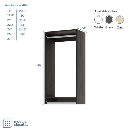 Double Hanging Closet Unit - Modular Corner Closet System - Grey, 19.5 inches Wide - Includes Shelves - color: Grey, size: 19.5" Wide