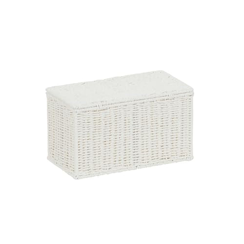 Household Essentials Small Handwoven Paper Rope Wicker Basket with Lid, White (Pack of 6) - color: White, size: Small (Pack of 6)