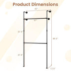 Giantex Industrial Pipe Clothing Rack, 42" Wall Mounted Heavy-Duty Metal Garment Organizer with 2 Hanging Rods, 2-Tier Walk-in Closet System for Wardrobe Closet, Retail Display - size: 42 Inches