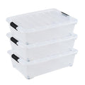 3-Pack 20 Quart Plastic Wheeled Latching Storage Boxes, Stackable Underbed Organizer Bins with Lid, Clear - size: 20 Quart