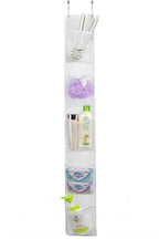 ALYER Hanging Storage Shower Caddy Organizer,Mesh Pockets for Bathroom,Closet,Pantry (White) - color: White