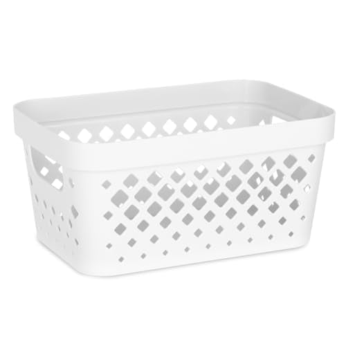 Glad Plastic Baskets for Organizing, Set of 6 | Pantry Storage for Under Counter, Linen Closet, and Bathroom | Nesting Shelf Bins with Handles, 1 Gallon, White - color: White, size: 1 Gallon