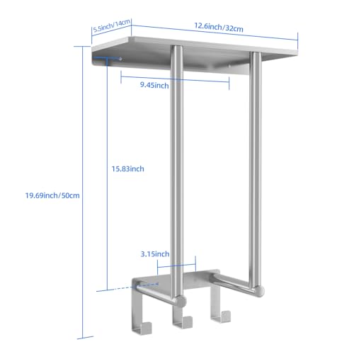Towel Racks for Bathroom Wall Mounted, Bethom Towel Rack with Shelf and 3 Hooks, Brushed Nickel Towel Storage Holder Wall for Large Rolled Towels - color: Brushed Nickel, size: Round Tube