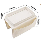 Sofa Armrest Organizer, Couch Side Pockets Chair Armrests Folding Arm Tray Hanging Bed Bag Bedside Storage Holder for Recliner Mattresses Remotes Phone Glasses Magazines with Slots(Creamy white) - color: Creamy white