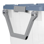 160-quart durable clear storage box with locking lid and handle, blue, 2-pack