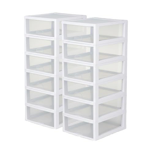 Sterilite 12-Pack 16 Quart Stacking Drawer, Clear Storage Closet Organizer, White Frame - Stackable Modular Plastic Drawers for Clothes, Accessories, Craft Supplies, Shoes or Linens - size: 16 Quart, style: 12 Pack