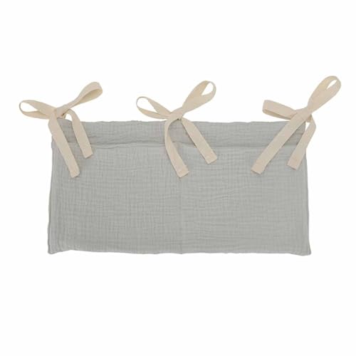 Cotton Baby Bedside Hanging Storage Bag,2 Pockets Organizer for Baby Cribs and Toys (Gray) - color: Gray