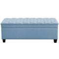 WUTUTUEE 51" Fabric Storage Ottoman Bench, Upholstered Rectangle End of Bed Storage Ottoman Tufted Living Room Bedroom Bench with Safety Hinge, Solid Wood Legs, Loads 500 lb(Light Blue) - color: Light Blue-fabric