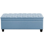 WUTUTUEE 51" Fabric Storage Ottoman Bench, Upholstered Rectangle End of Bed Storage Ottoman Tufted Living Room Bedroom Bench with Safety Hinge, Solid Wood Legs, Loads 500 lb(Light Blue) - color: Light Blue-fabric