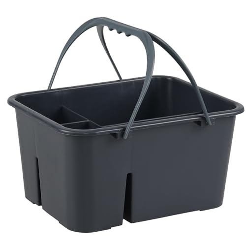 Plastic Cleaning Caddy with Handle, Portable Plastic Storage Caddy Organizers, Gray, F