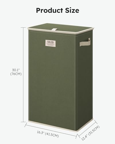 SOLEDI Laundry Hamper with Lid 100L Large & Tall Collapsible Laundry Basket, Clothes Hamper with Bag Removable Easy to Carry, Dirty Hampers for Bedroom, Bathroom, Dorm, College, Avocado - color: Avocado, size: 100L