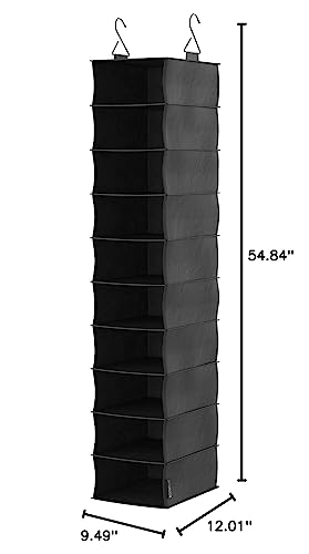 ClosetMaid 20502 10-Shelf Fabric Hanging Closet Organizer for Shoes, Hats, Handbags, Clothes with Charcoal Black Finish - size: 10-Shelf Hanging Shoe Organizer