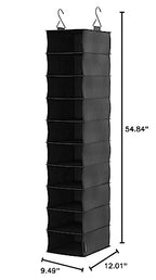 ClosetMaid 20502 10-Shelf Fabric Hanging Closet Organizer for Shoes, Hats, Handbags, Clothes with Charcoal Black Finish - size: 10-Shelf Hanging Shoe Organizer