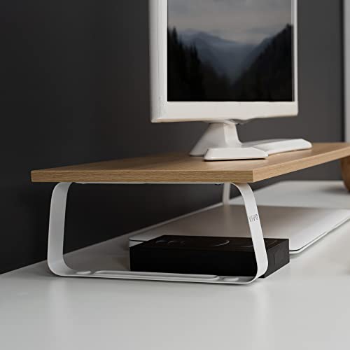 VIVO 24 inch Monitor Stand, Wood and Steel Desktop Riser, Screen, Keyboard, Laptop, Small TV, Ergonomic Desk and Tabletop Organizer, Light Wood, STAND-V000WM - color: Light Wood