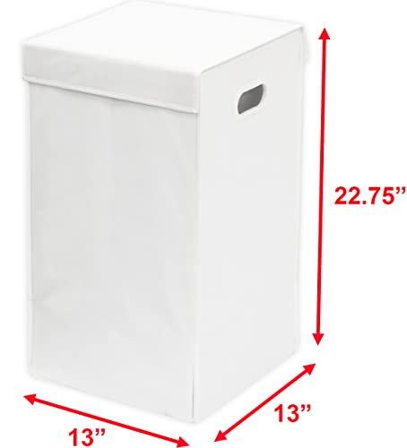 Simple Houseware Foldable Laundry Hamper Basket with Lid, White - color: White