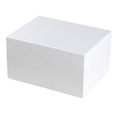 3-Drawer Leather Desk Organizer with A4 File Holder-Stackable Modular Storage Box for Office Supplies,Files,Bills & Jewelry-Space-Saving Design for Home Office,Desk & Workspace(White) - color: white