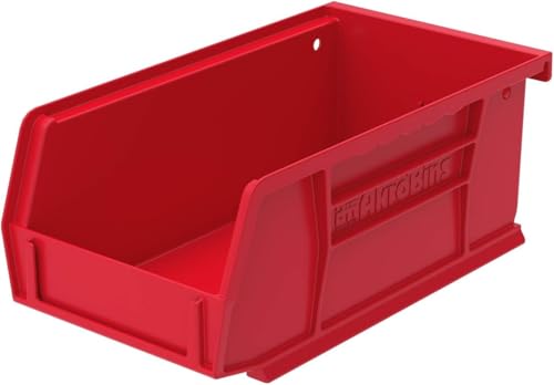 Akro-Mils 30220 AkroBins Plastic Storage Bins, Space-Saving Stackable Bins for Garage, Pantry, Craft Organization, 7" x 4" x 3", Red, 24-Pack - color: Red