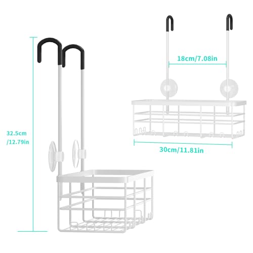 HapiRm Hanging Shower Caddy Organizer - No Drilling Shower Organizer with Hooks, Rustproof & Waterproof 304 Stainless Steel Bathroom Shelves - White (1 Basket) - color: White- 1 Basket