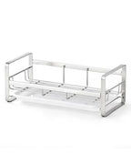 HULISEN Large Sponge Holder, 304 Stainless Steel Kitchen Soap Dispenser Caddy Organizer, Countertop Soap Dish Rack Drainer with Removable Drain Tray, not Including Dispenser and Brush, Silver - color: Silver, size: Large