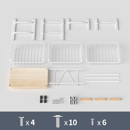 NiuYichee 4-Layer Fruit Basket Kitchen Food Storage Organizer and Storage Rack, Stackable Storage cart with Desktop, Pull-Out Hollow Metal Storage Basket, liding Out Storage,White - color: White 4-layer Rack