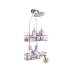 Shower Caddy, Upgraded Extended Length Shower Caddy Over Showerhead No Blocking to Shower Head, Rustproof Shower Organizer with Hooks Shampoo Soap Holder, Bathroom Large Hanging Shower Caddy - color: Pink - 2 Tier - Standard