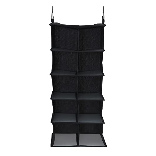 Household Essentials 10 Pocket Hanging Shoe Closet Organizer with Hooks - color: Black