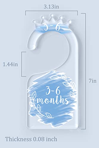 OneDream Baby Closet dividers Hanger separators - Set of 7 Baby Clothes dividers for Closet from Newborn to 24 Months, Acrylic Infant Clothes Divider (Blue) - color: Blue