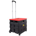 dbest products Quik Cart Collapsible Rolling Crate on Wheels for Teachers Tote Basket 80 lbs Capacity, Made from Heavy Duty Plastic and used as a Seat, Standard, Red - color: Red, style: Standard