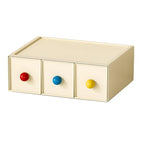 Desktop Storage Drawers, Plastic Desk Organizer with 3 Drawers, Modular Stackable Toolbox Units for Office Stationary, Makeup Container, Bathroom Countertop (1 Tall Layer, Cream) - color: 1 Tall Layer & 3 Drawers, Cream