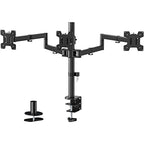 WALI Triple Monitor Mount, 3 Monitor Desk Mount for 13-27 inch Computer Screens, Holds up to 22 lbs, Triple Monitors Stand for Desk, with Tilt, Swivel, Rotation, VESA 75/100mm (M003S), Black - size: Triple, style: C-Clamp