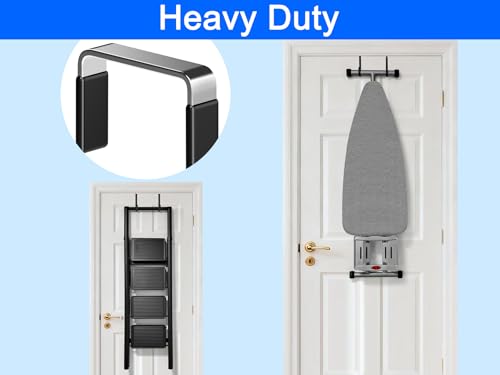 Over the Door Metal Hooks with Plastic Coating 1 Year Returnless Refund 5.5" Fit 0.5" to 1 3/8" Door 4 Pcs Heavy Duty Single Towel Robe Rack Wreath Bathroom Shower Hanger Shoe Organizer Ironing Board - color: E: BK 5.5" fit 0.5" to 1 3/8" door 4pcs