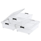 50 Quart Plastic Under Bed Storage Boxes, Clear Under Bed Storage Containers with Wheels, 3-Pack - size: 50L