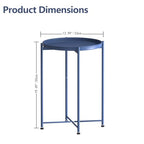 Garden 4 you Small Side Table, Blue Mini Round End Table, Tray Table with Metal Frame, Modern Nightstand for Living Room, Bedroom, Patio, Small Space, 1pcs - color: Blue, size: 1 PCS