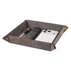 Valet Tray Desktop Storage Organizer – Premium PU Leather Catchall Bedside Vanity Tray Nightstand Caddy Holder for Remote Controller, Keys, Phone, Wallet, Coin, Jewelry,Grey - color: Gray
