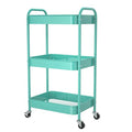 3-Tier Rolling Metal Storage Cart with Wheels, Multi-Functional Organizer for Office, Kitchen, Bathroom, Books Diapers - Easy Assembly (Blue) - color: Blue