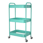 3-Tier Rolling Metal Storage Cart with Wheels, Multi-Functional Organizer for Office, Kitchen, Bathroom, Books Diapers - Easy Assembly (Blue) - color: Blue