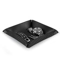 Valet Tray Organizer with Carbon Fiber Style Texture, Foldable Catchall Tray for Keys, Wallet & Everyday Essentials(Black-Small) - color: Black