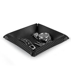 Valet Tray Organizer with Carbon Fiber Style Texture, Foldable Catchall Tray for Keys, Wallet & Everyday Essentials(Black-Small) - color: Black