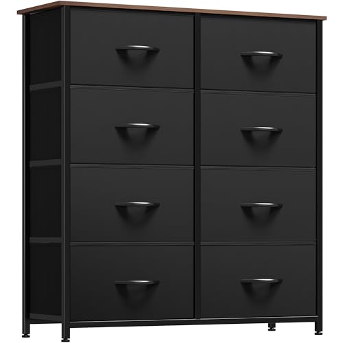 YITAHOME Dresser with 8 Drawers, Tall Storage Tower with 8 Drawers, Black Dresser & Chest of Drawers, Storage Drawer Organizer for Closet, Bedroom, Living Room - color: Black/Rustic Brown(new 2025)