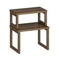 HOOBRO Cabinet Organizer Shelf, Set of 2 Kitchen Counter Shelves, Expandable Kitchen Storage, Stackable Bamboo Spice Rack, for Kitchen, Countertop, Office Desk, Living Room, Mocha MA20TL01 - color: Mocha