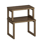 HOOBRO Cabinet Organizer Shelf, Set of 2 Kitchen Counter Shelves, Expandable Kitchen Storage, Stackable Bamboo Spice Rack, for Kitchen, Countertop, Office Desk, Living Room, Mocha MA20TL01 - color: Mocha