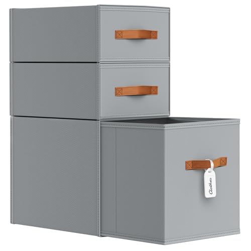 DIMJ Closet Organizers and Storage- Fabric Stackable Storage Drawers Shelf Organizer for Clothes, Underwear, Sweaters, Collapsible Storage Bins for Wardrobe, Bedroom, Shelves - color: Grey, size: 3 Pack - Large/X-Large