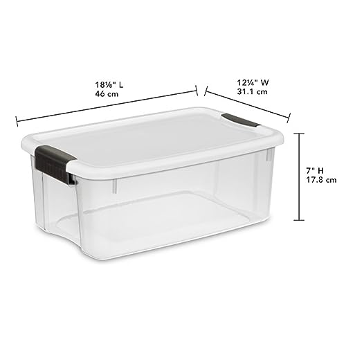 Sterilite 12-Pack Ultra Latching Box, Storage Bins with Lids, Clear Plastic, 18 Quart - Heavy-Duty Organizing Containers for Closet, Bathroom, and Office - size: 18 Quart, style: 12-Pack