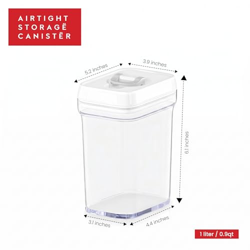 DWËLLZA KITCHEN Airtight Food Storage Containers for Pantry With White Lids 1L - 6 Pack - Clear Plastic Air Tight Kitchen Containers Pantry Organization and Storage BPA-Free Keeps Food Fresh & Dry - color: 01 - 1 Liter (Set of 6)