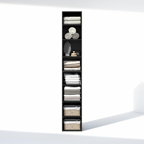 Furinno PASIR 8-Tier Closet Organizers and Storage, Open Shelf, Storage Organizer, 12-Inch Width, for Closet, Bedroom, Blackwood - color: Blackwood, size: 8-Tier; 12"W