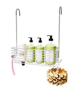 Over Door Shower Caddy, Stainless Steel Bathroom Organizer with Rotating Hooks, Hanging Storage Basket for Shampoo - size: single layer