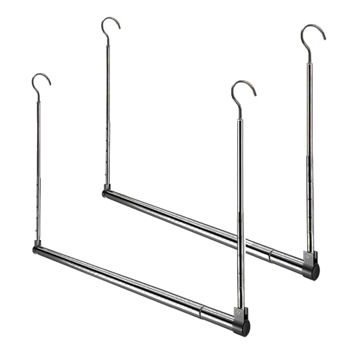 Adjustable Hanging Closet Rod, Extender Hanging Rod, Closet Hanging Organizer, Heavy Duty Closet Bar, Hanging Rod (Black, 2 Pack) - color: Black, size: 2 Pack