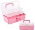 11(in) Versatile Three-Layer Folding Organizer Box,Ideal for Art & Crafts,Toys,Sewing Supplies,Jewelry and Tools,Storage with Dual Trays,Elegant Pink - color: Pink