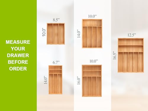 Unibambou Bamboo Utensil Drawer Organizer, Silverware Tray Organizer, Kitchen Drawer Organizer for Flatware Cutlery, Silverware Tray for Drawer (Natural, Large 16.5x12.3 Inch) - color: Natural, size: Large 12.5x16.5 Inch