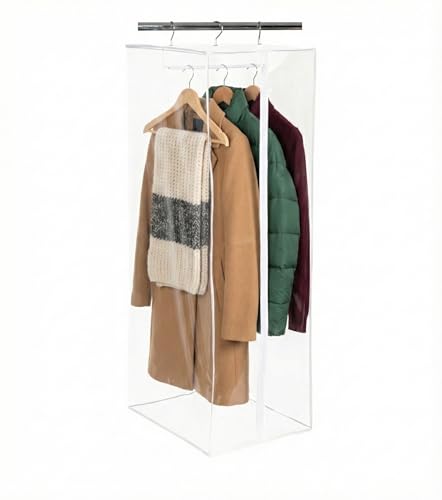Clear Garment Bag, 54" Hanging Zippered Closet Organizer with Metal Frame – Protects Dresses, Suits & Jackets from Dust and Moisture - size: 54" Long